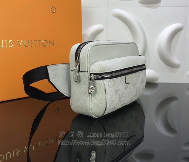LV腰包 M30247 白色限量版 路易威登Outdoor腰包 LV男胸包 LVTaïga皮革男腰包  ydh2971